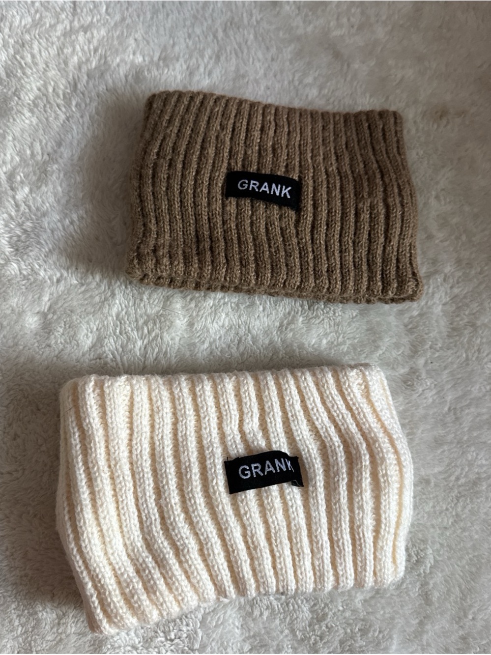 GRANK Ribbed Knit Headbands — Brown & Cream (2-Pack)